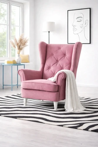 Fotel Uszak KARO w stylu glamour różowy 2.webp