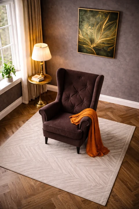 Fotel Uszak KARO w stylu glamour ciemnobrązowy 3.webp